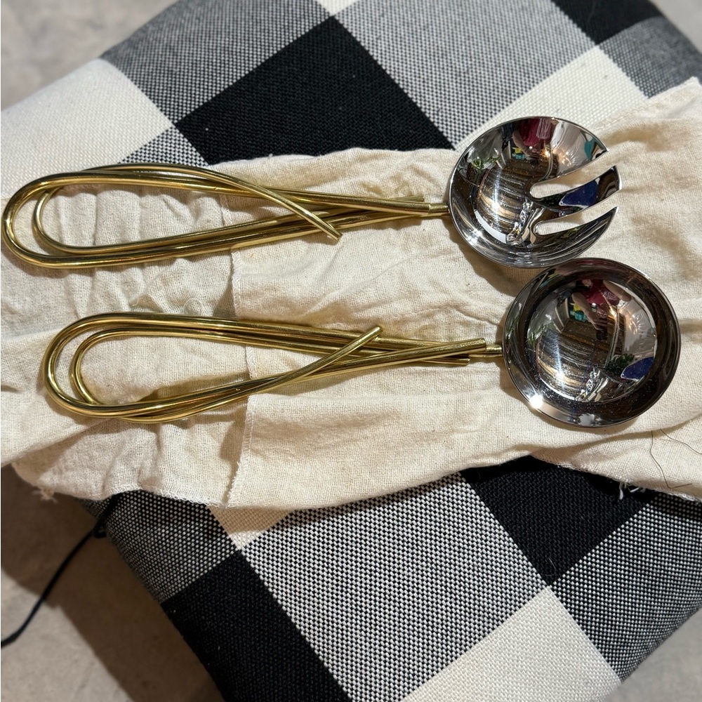 Michael Aram calla Lilly Gold and Silver Serving Utensils